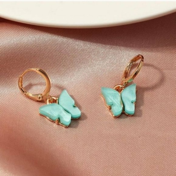 Brandy Melville Jewelry - Brandy Melville Teal Acrylic Butterfly Earrings